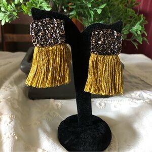 Bronze Tassel Stud Statement Earrings